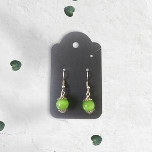 Green Cat's Eye Dangle Earrings